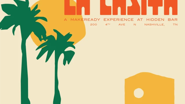 Invitation to La Casita at Hidden Bar, Nashville, with tropical theme.