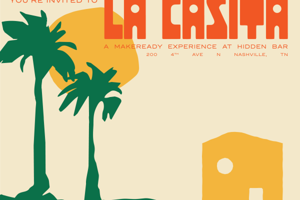 Invitation to La Casita, a tropical-themed event at Hidden Bar, Nashville.